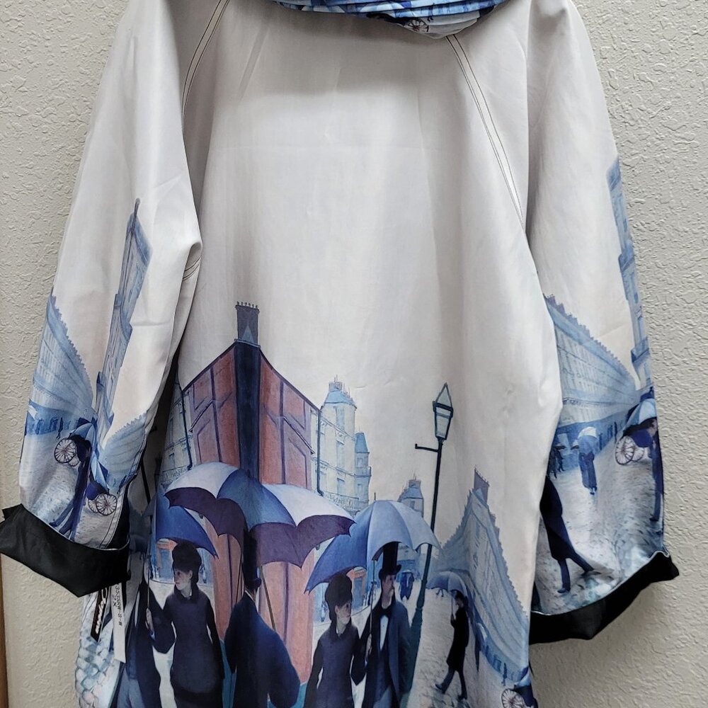 NWT's Gorgeous Oopera Paris Art Design Reversible Raincoat Plus Size 2X - Picture 3 of 11